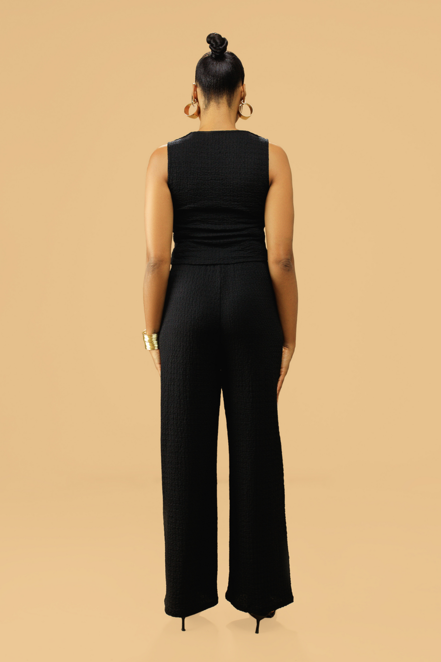 Textured V-Neck Button-Up Waistcoat Co-ord Set