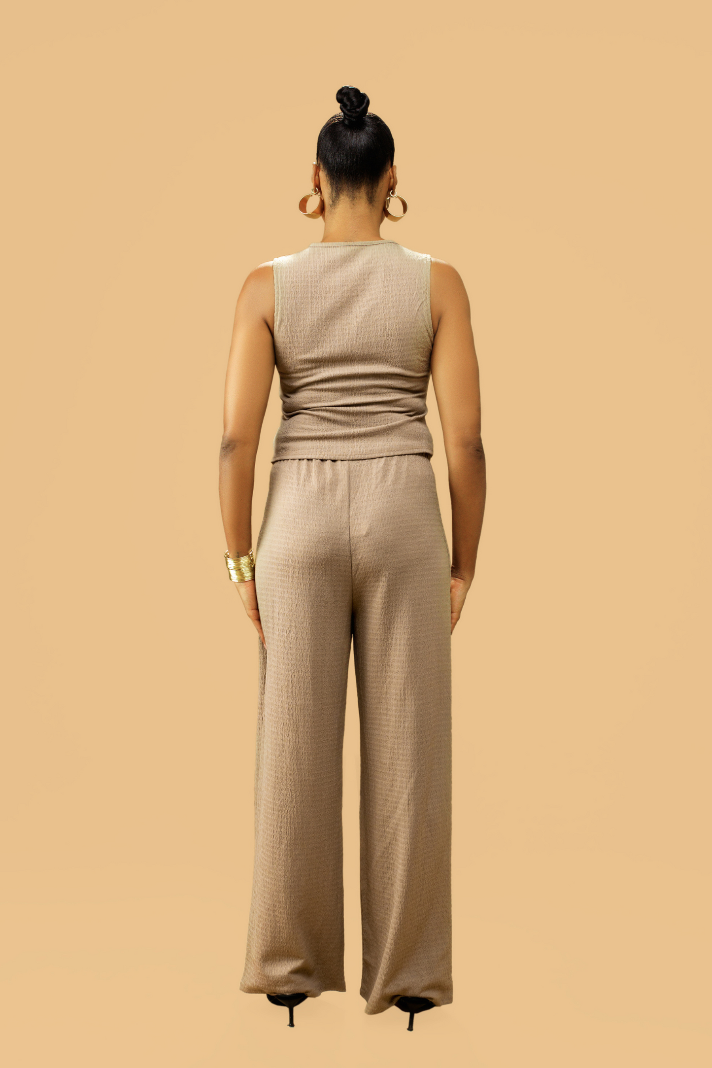 Textured V-Neck Button-Up Waistcoat Co-ord Set