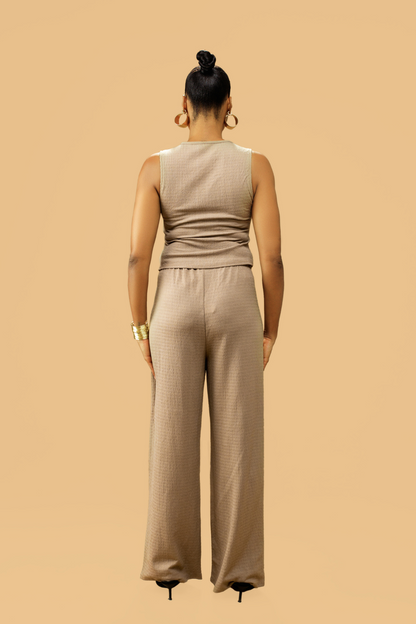 Textured V-Neck Button-Up Waistcoat Co-ord Set