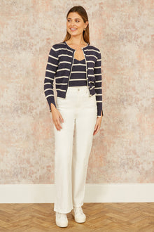 Navy Striped Sparkle Knitted Cardigan