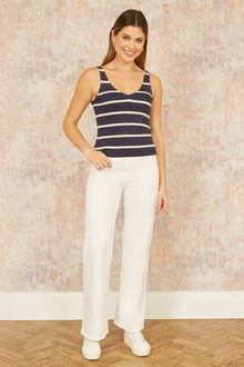 Navy Striped Sparkle Knitted Vest Top