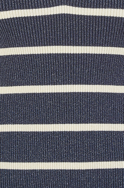 Navy Striped Sparkle Knitted Vest Top