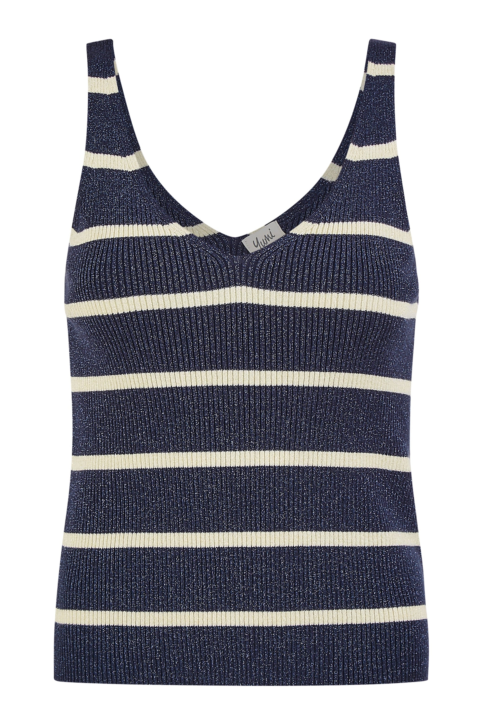 Navy Striped Sparkle Knitted Vest Top