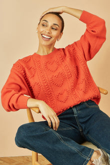 Orange Heart Knit Relaxed Jumper