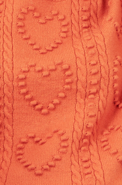 Orange Heart Knit Relaxed Jumper