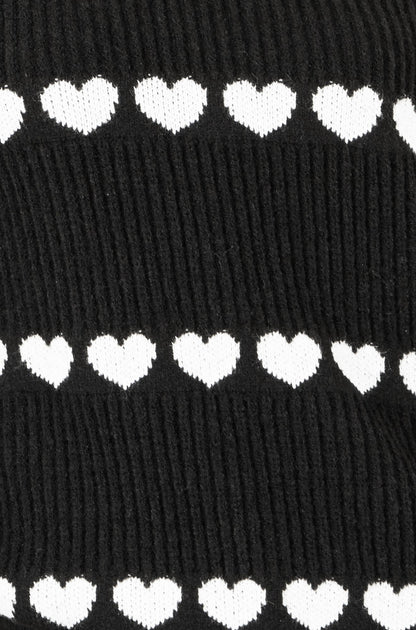 Black Knitted Jumper With Heart Stripes