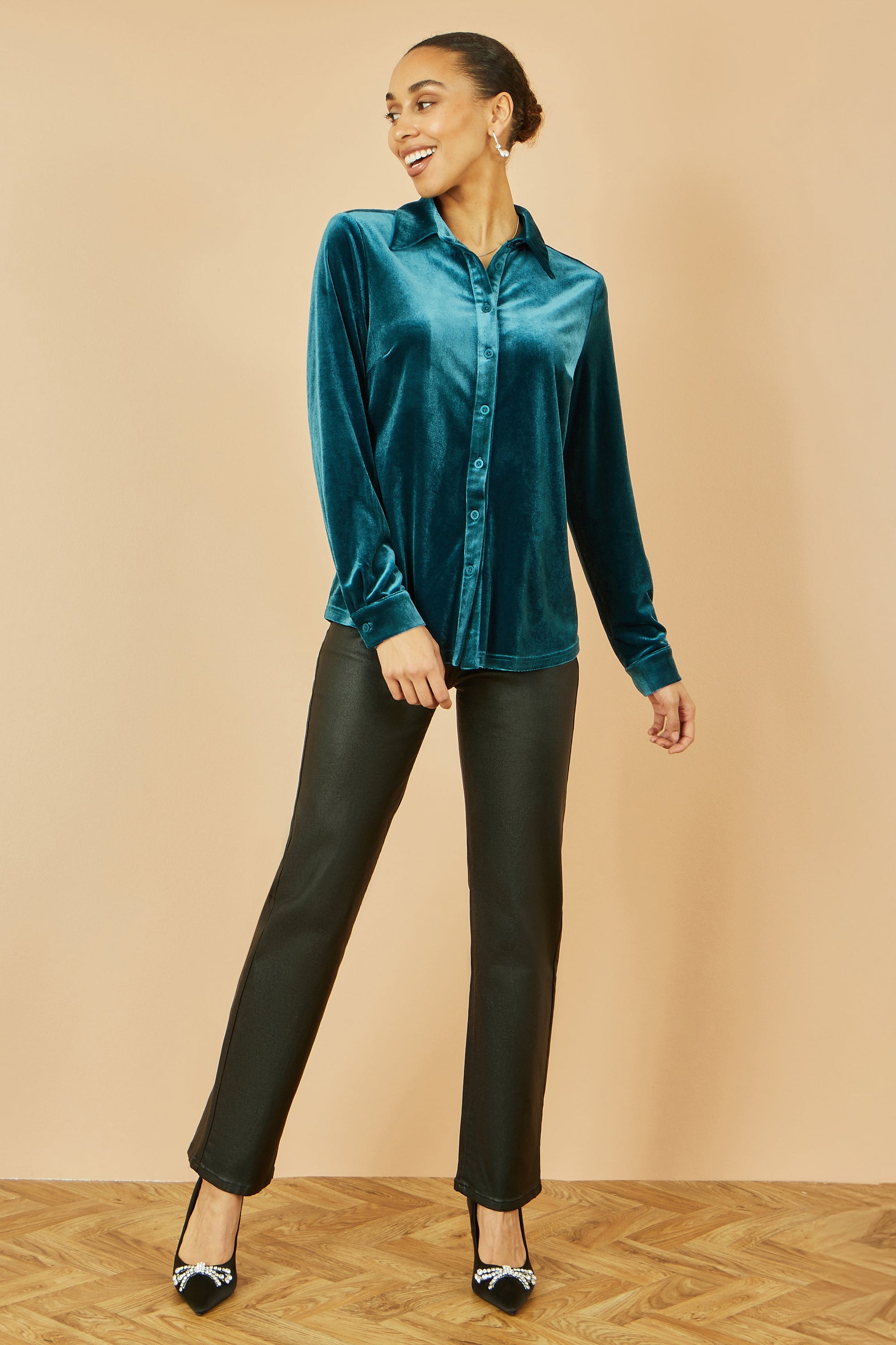 Teal Velvet Relaxed Fit Shirt