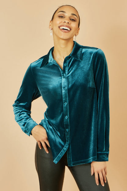 Teal Velvet Relaxed Fit Shirt