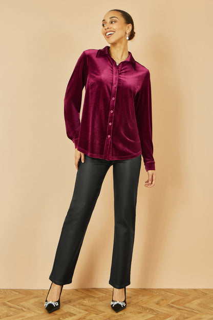 Burgundy Velvet Relaxed Fit Shirt