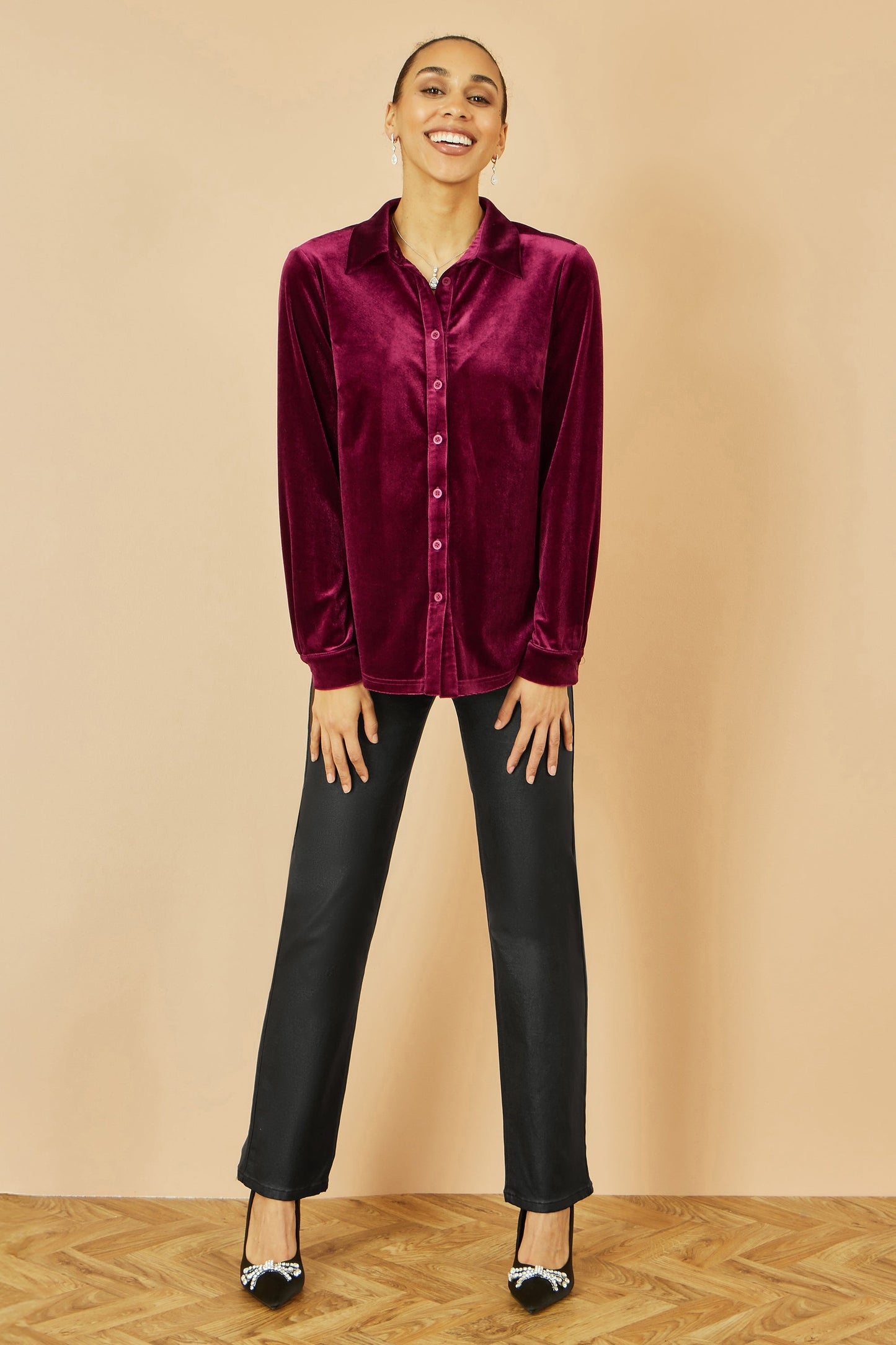 Burgundy Velvet Relaxed Fit Shirt