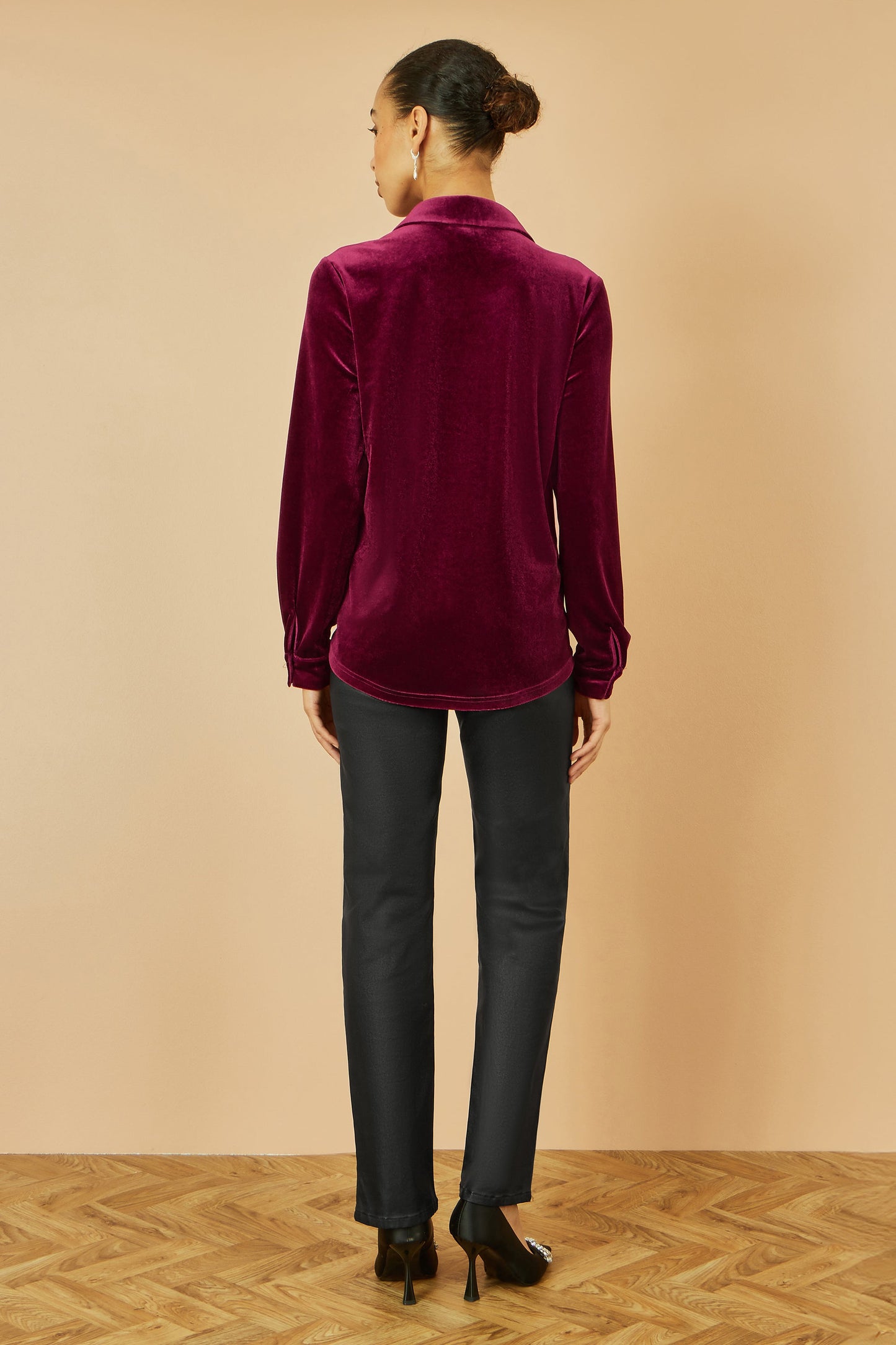 Burgundy Velvet Relaxed Fit Shirt