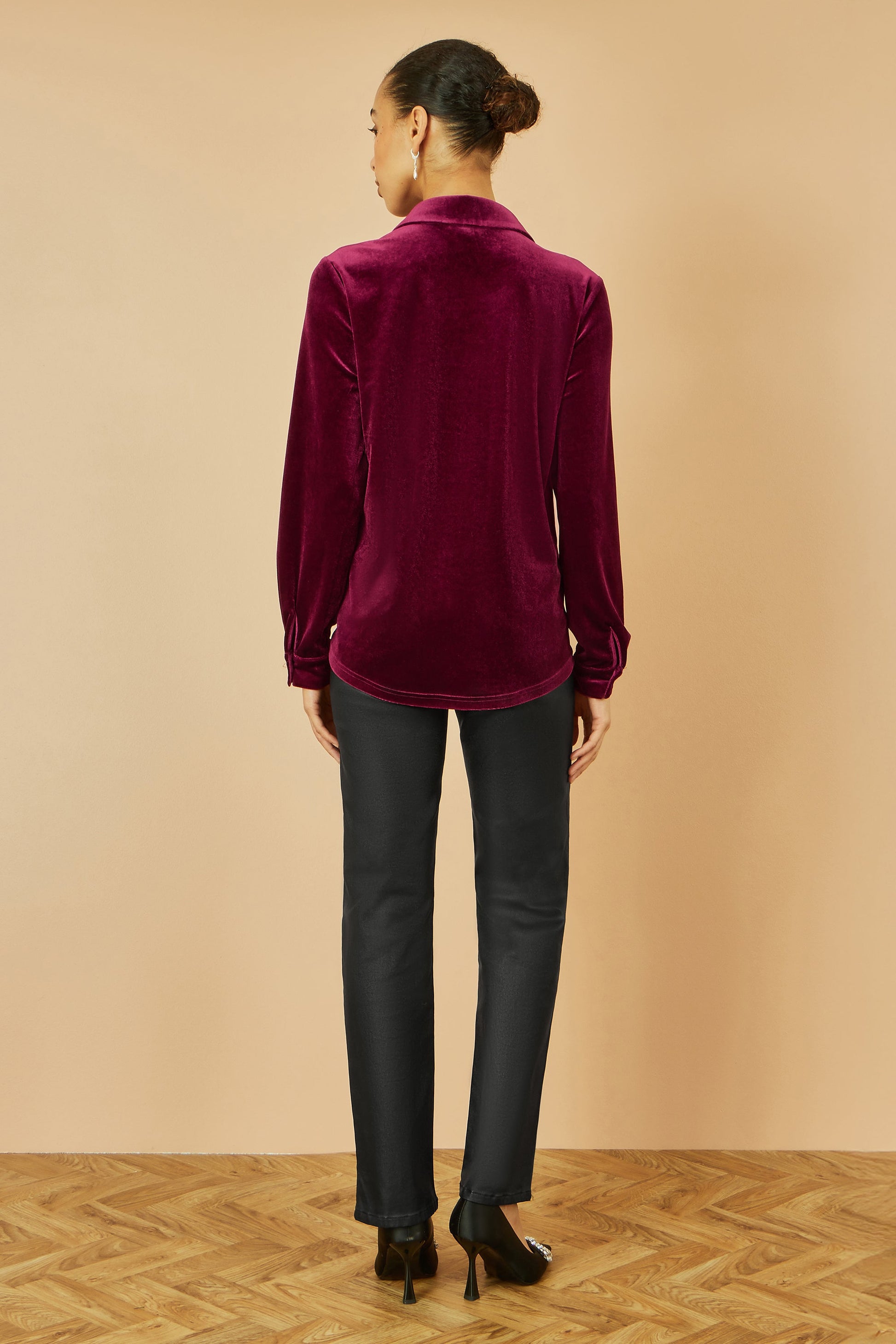 Burgundy Velvet Relaxed Fit Shirt