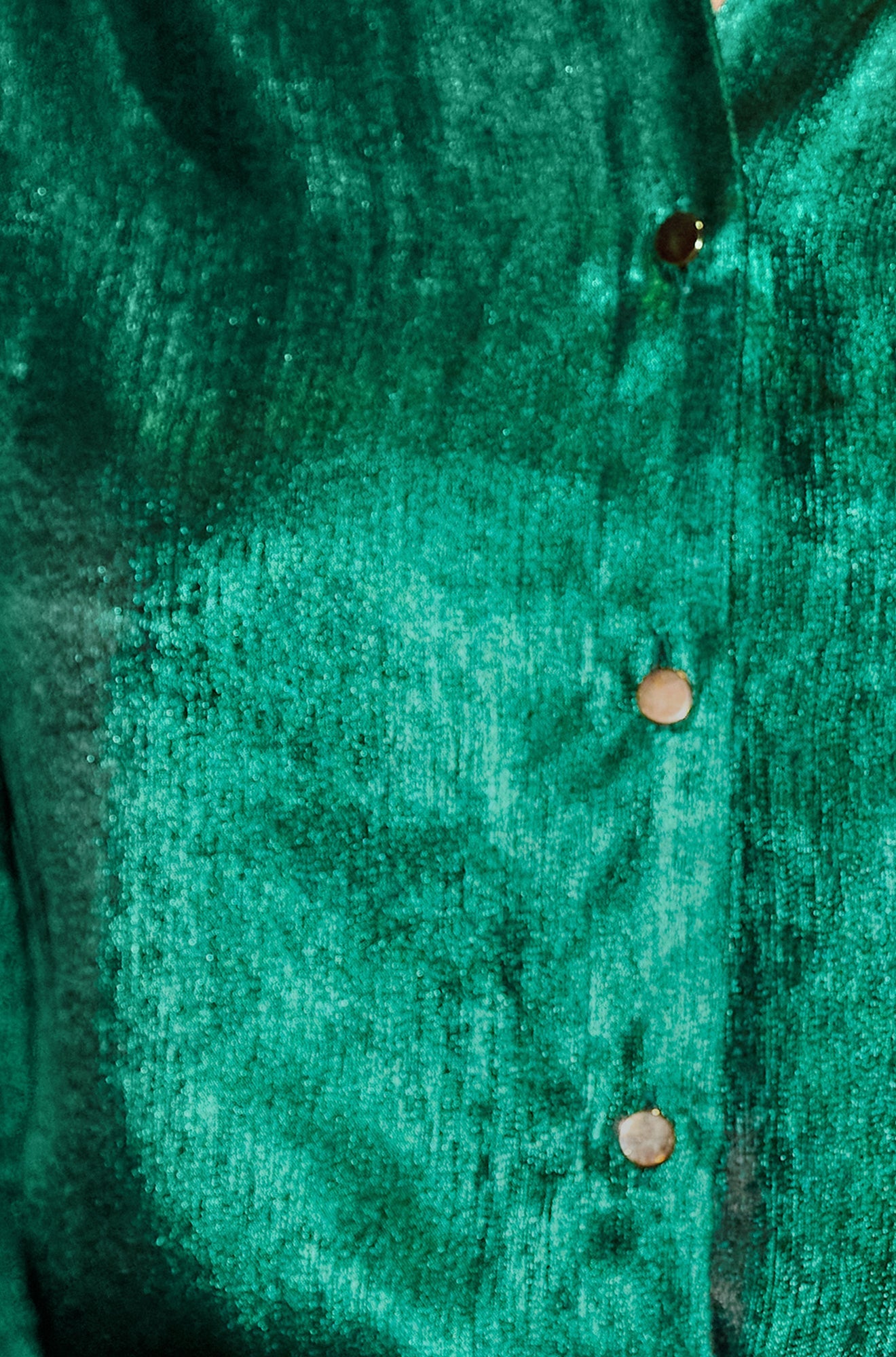 Green Metallic Relaxed Balloon Sleeve Shirt