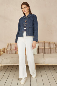 Blue Denim Jacket With Patch Pockets