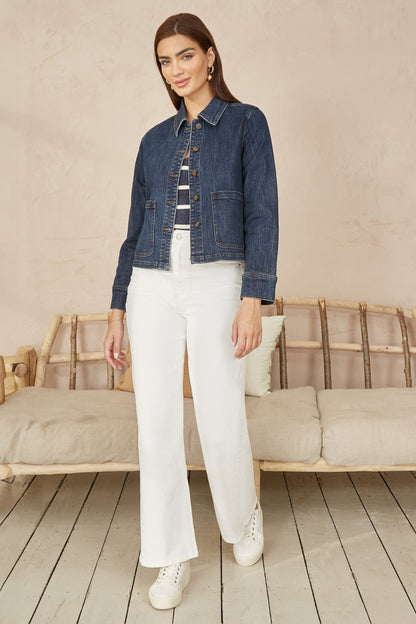 Blue Denim Jacket With Patch Pockets