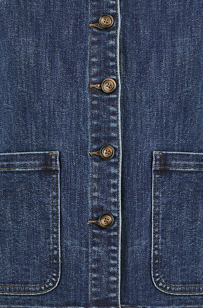 Blue Denim Jacket With Patch Pockets
