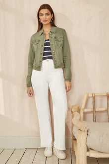 Green Stretch Cotton Denim Jacket