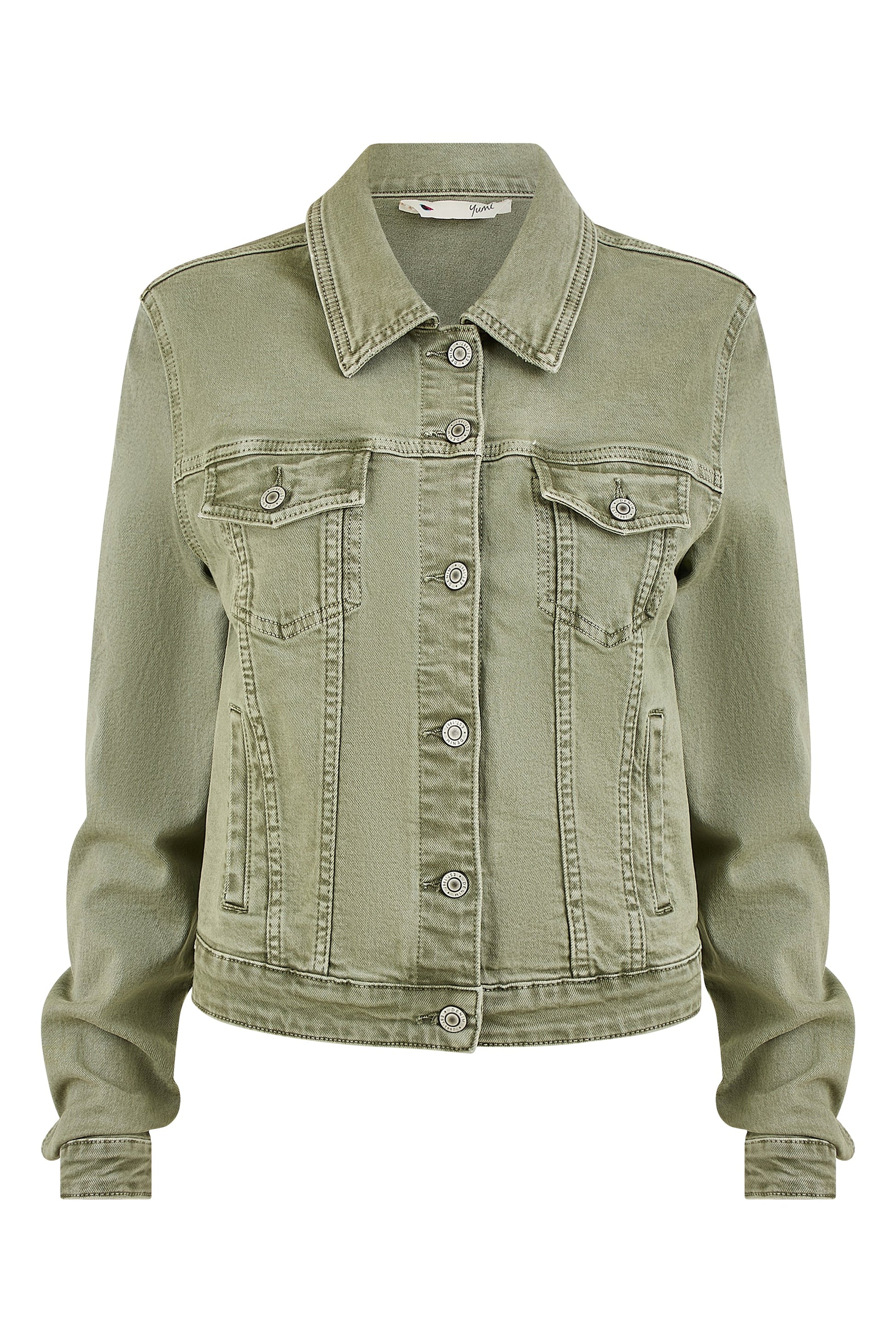 Green Stretch Cotton Denim Jacket
