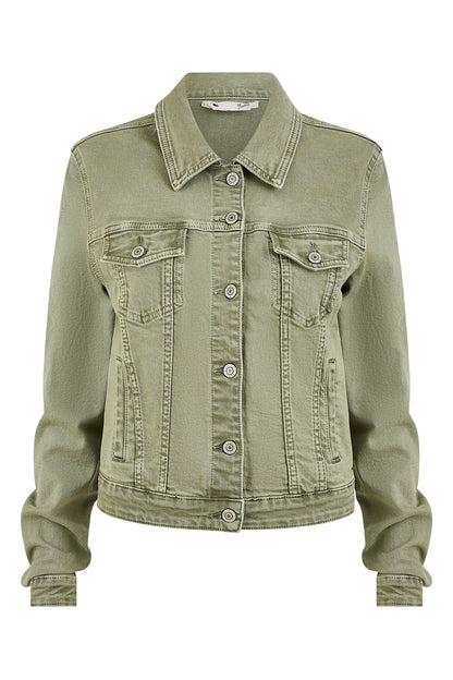 Green Stretch Cotton Denim Jacket