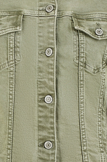 Green Stretch Cotton Denim Jacket