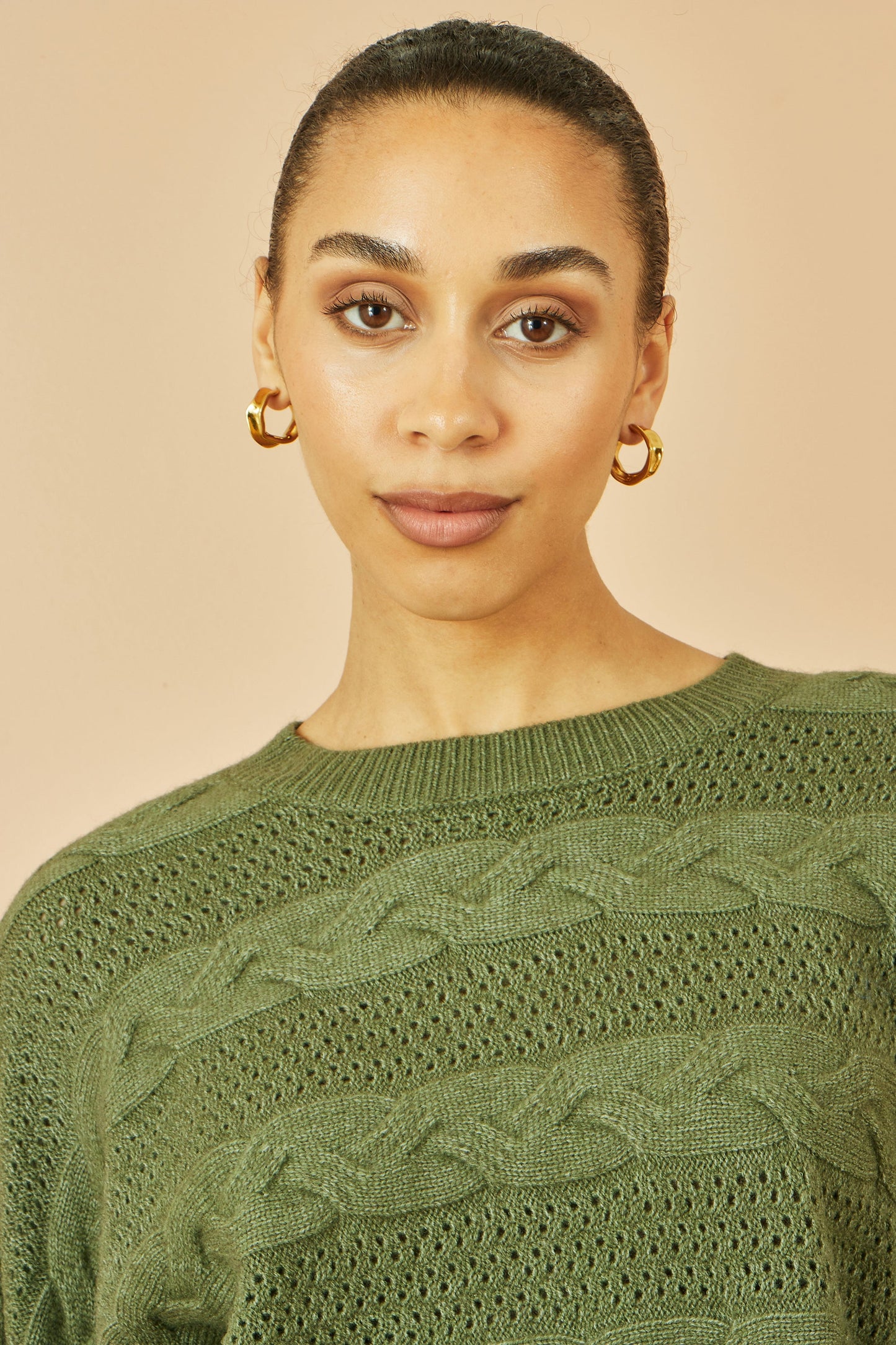Green Cable Knit Relaxed Fit Jumper
