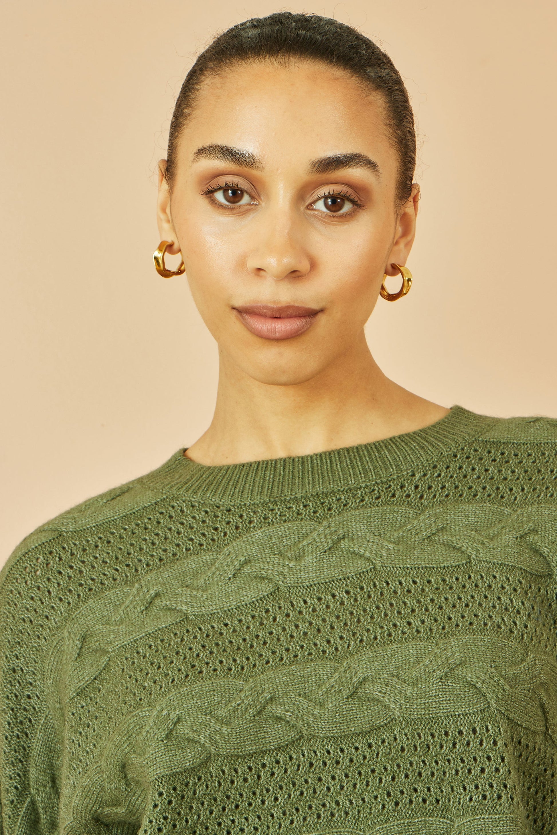 Green Cable Knit Relaxed Fit Jumper