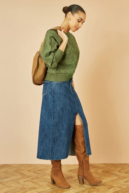 Green Cable Knit Relaxed Fit Jumper