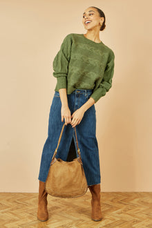 Green Cable Knit Relaxed Fit Jumper
