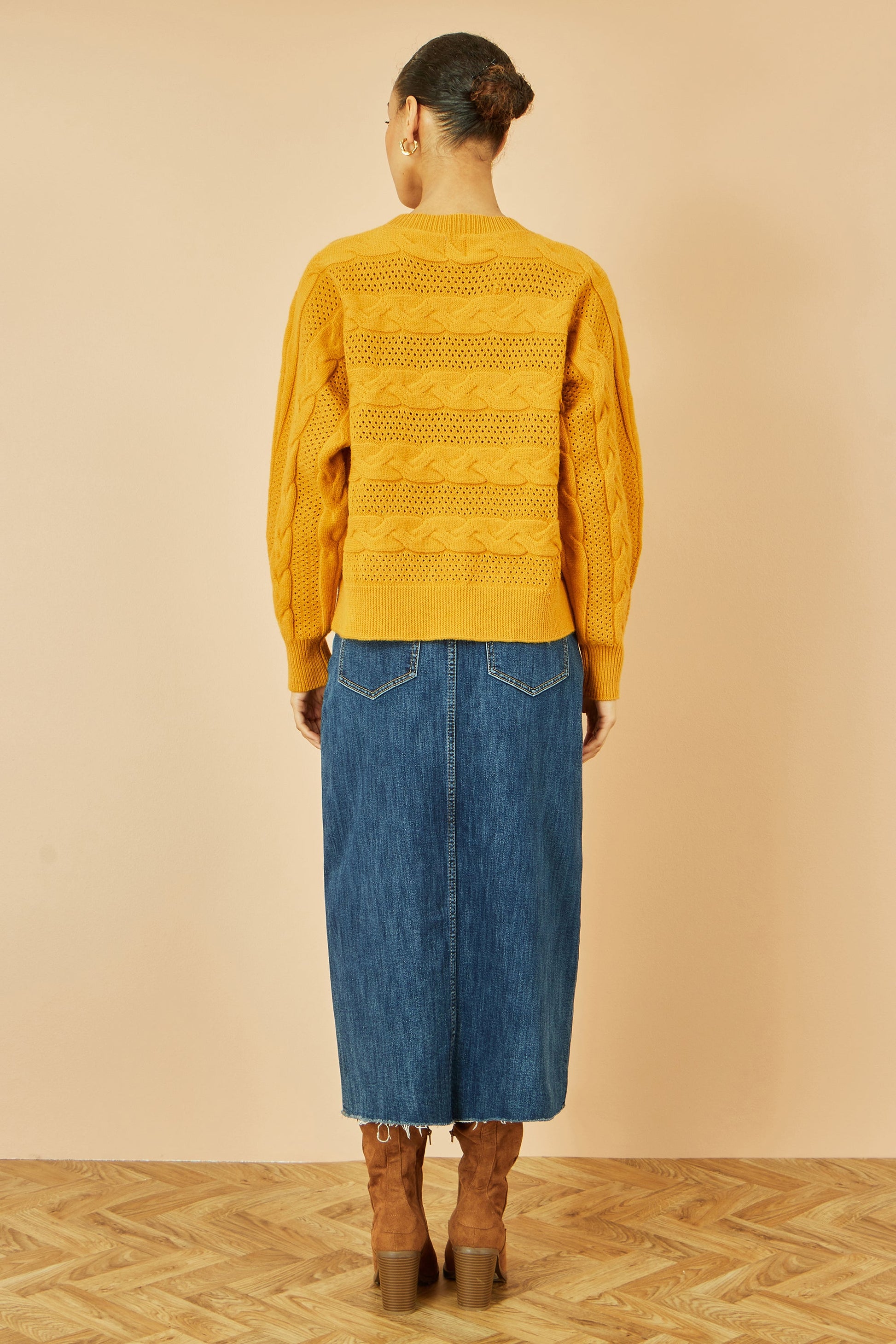 Mustard Cable Knit Relaxed Fit Jumper