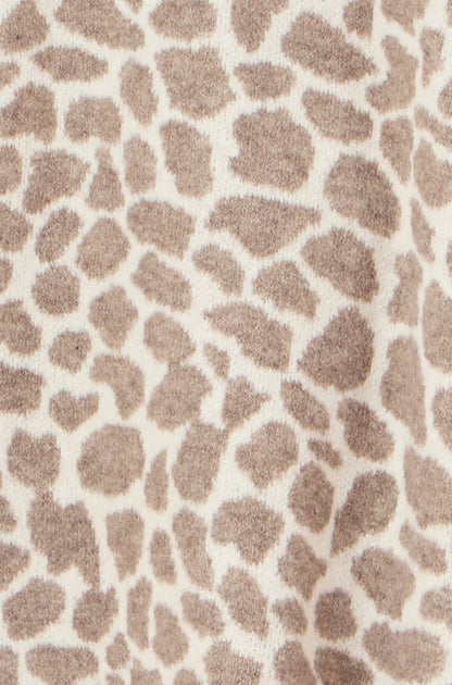 Beige Animal Print Intarsia Long Cardigan