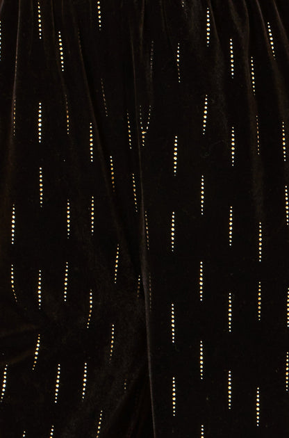 Black Foil Print Velvet Jumpsuit