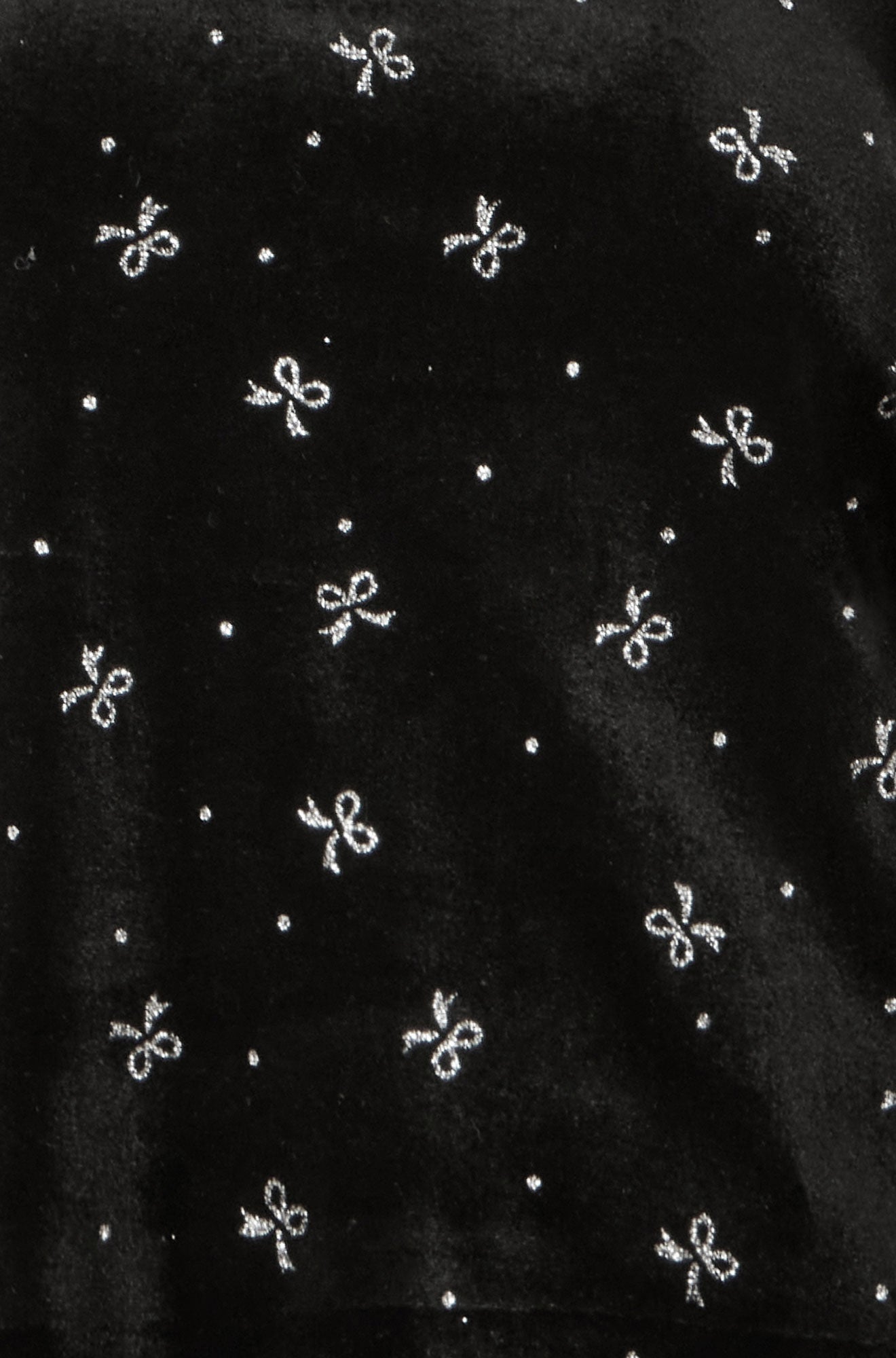 Black Sparkle Bow Print Velvet Top