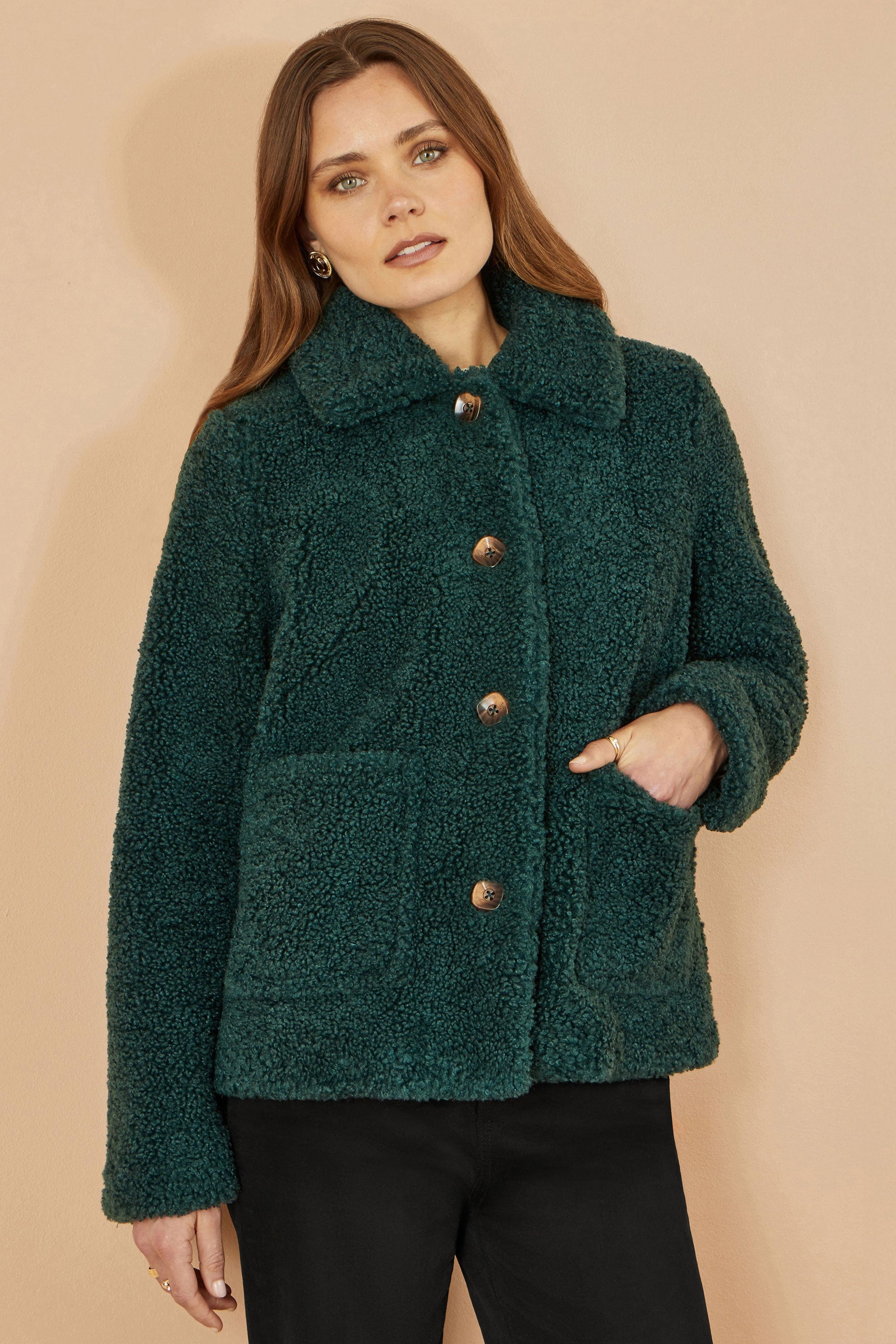 Green Short Teddy Bear Jacket