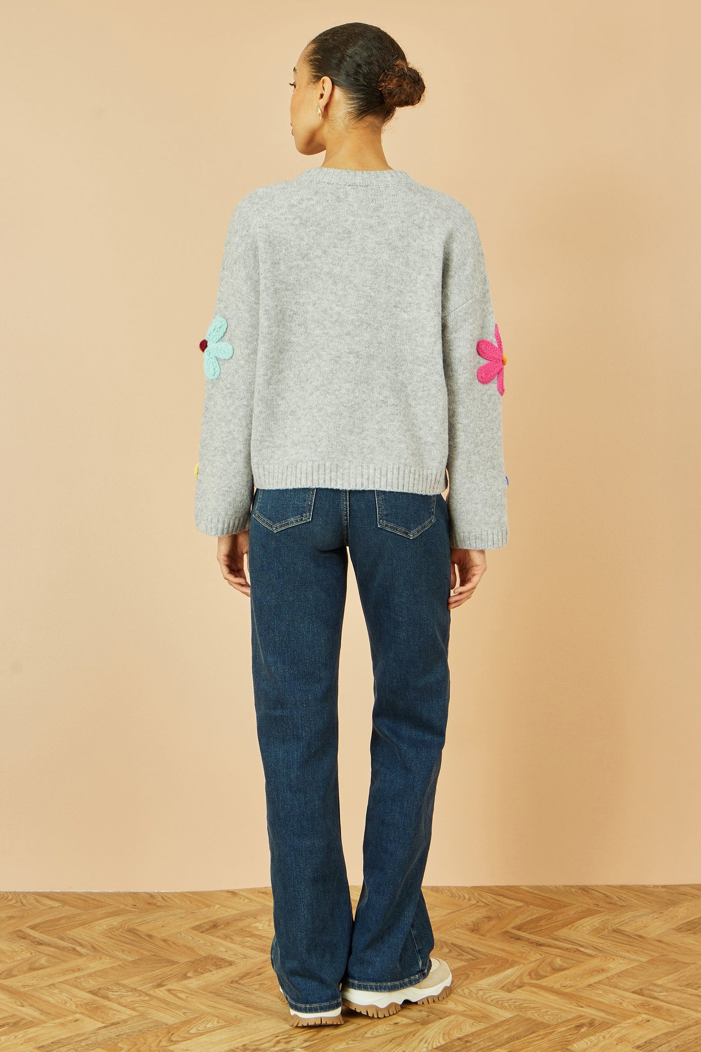 Blue Dark Wash Stretch Wide Leg Jeans