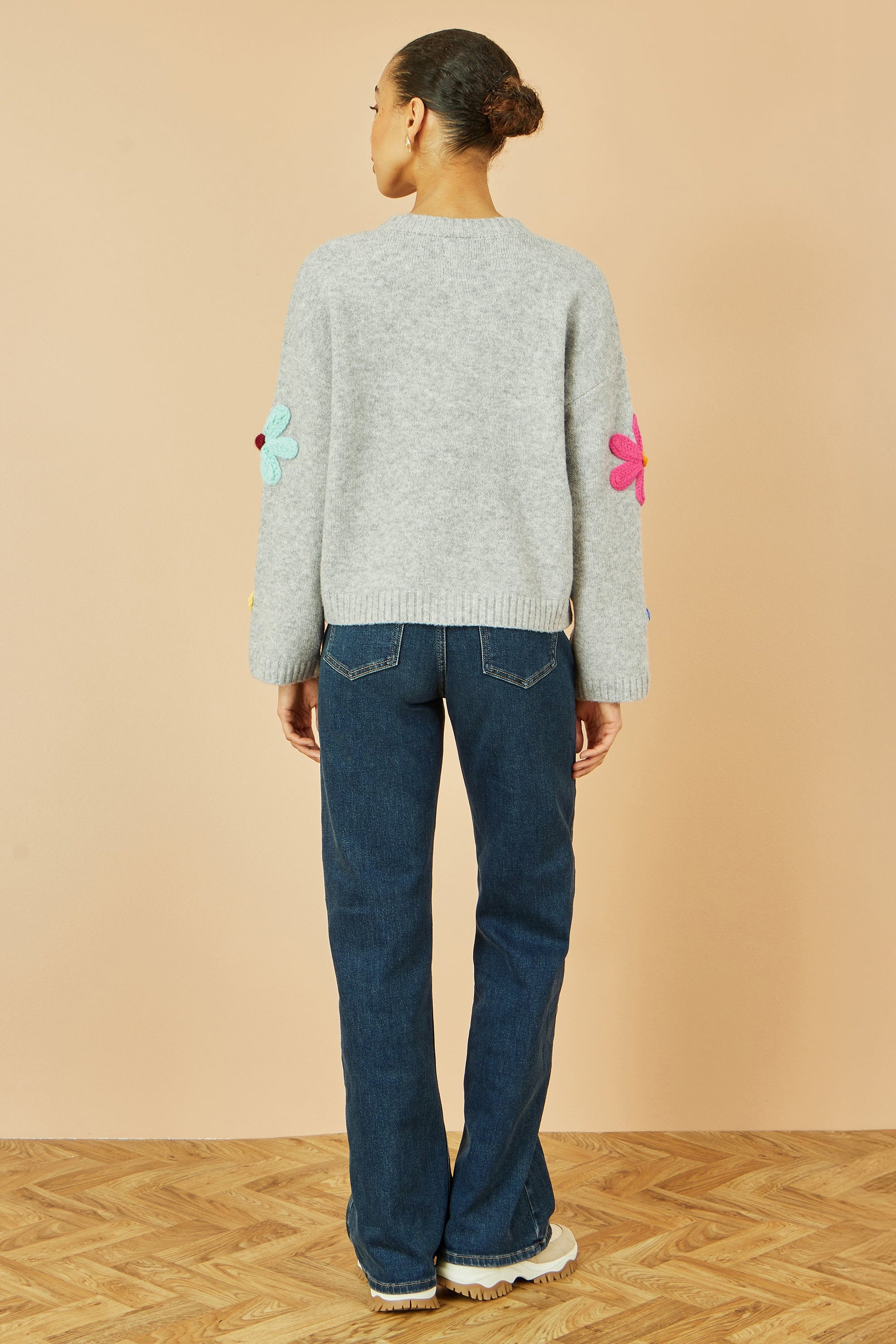 Blue Dark Wash Stretch Wide Leg Jeans