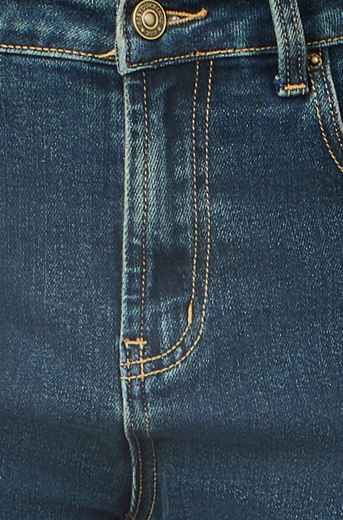 Blue Dark Wash Stretch Wide Leg Jeans