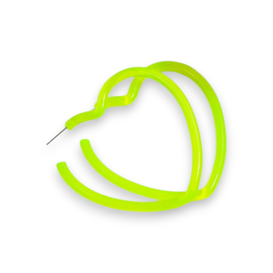 Amnesia Jewellery | Yellow Neon Heart Hoops