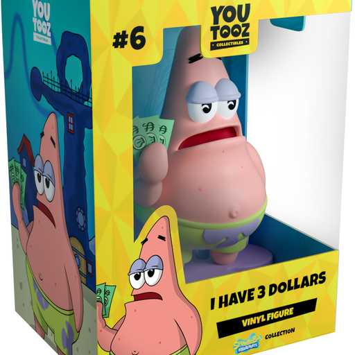 Animated character vinyl figure Patrick from sponge Bob, in packaging with 'You Tooz' branding