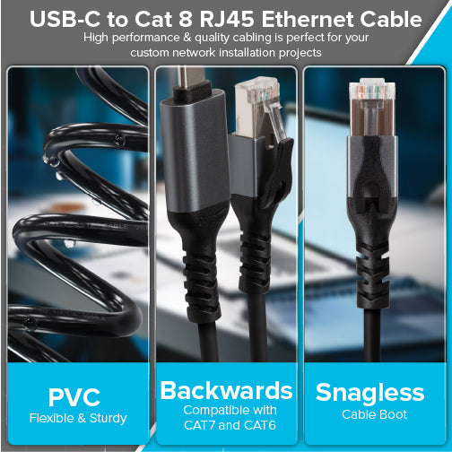 USB-C to RJ45 Ethernet Cable - Black