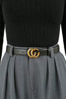 Black Gold Buckle Circle Belt