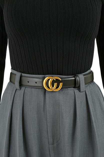 Black Gold Buckle Circle Belt