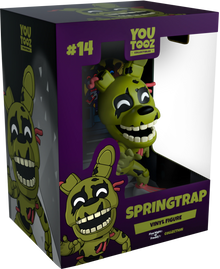 Boxed vinyl figure of Springtrap from Five Nights at Freddy's, YooTooz on a white background