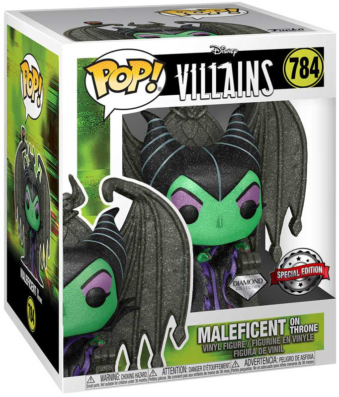 Funko Pop! Maleficent on Throne vinyl figure packaging with Diamond Select Toys branding.