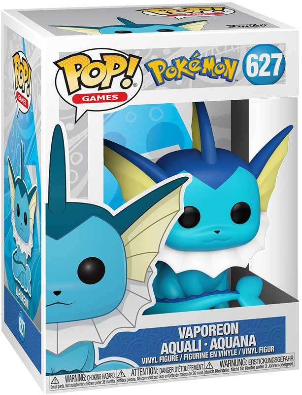 Vaporeon Funko Pop! vinyl figure in packaging with Pokemon branding