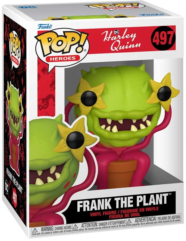 Funko Pop! vinyl figure packaging of Frank the Plant with Harley Quinn branding.