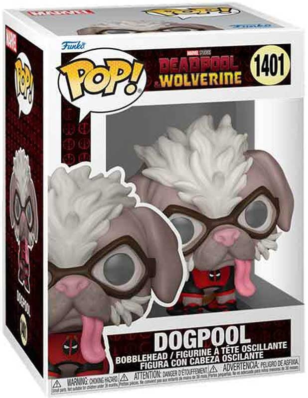 Funko Pop! vinyl figure packaging of Dogpool from Deadpool and Wolverine series