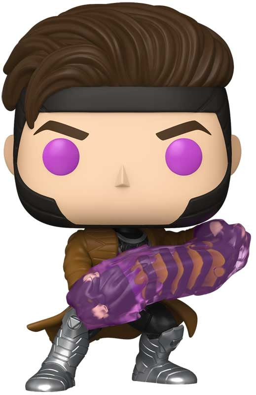 Funko Pop! vinyl figure with purple eyes and a weapon on a white background