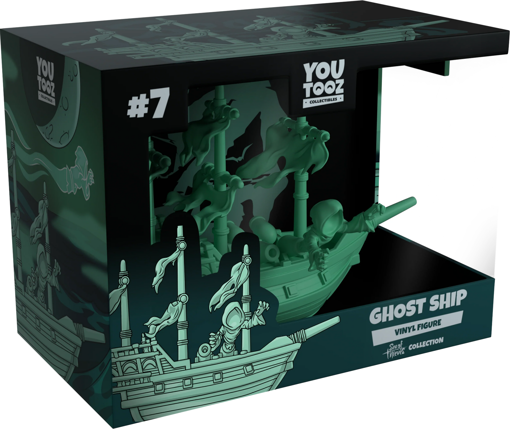 Boxed vinyl figure of a ghost ship from Sea Of Theives with 'You Tooz' branding