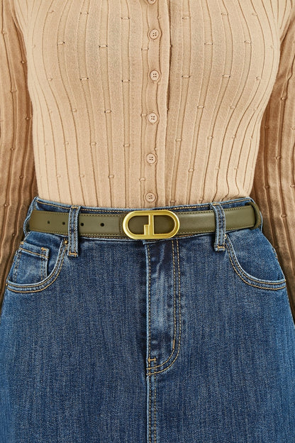 Green & Gold Retro Gold Buckle Belt
