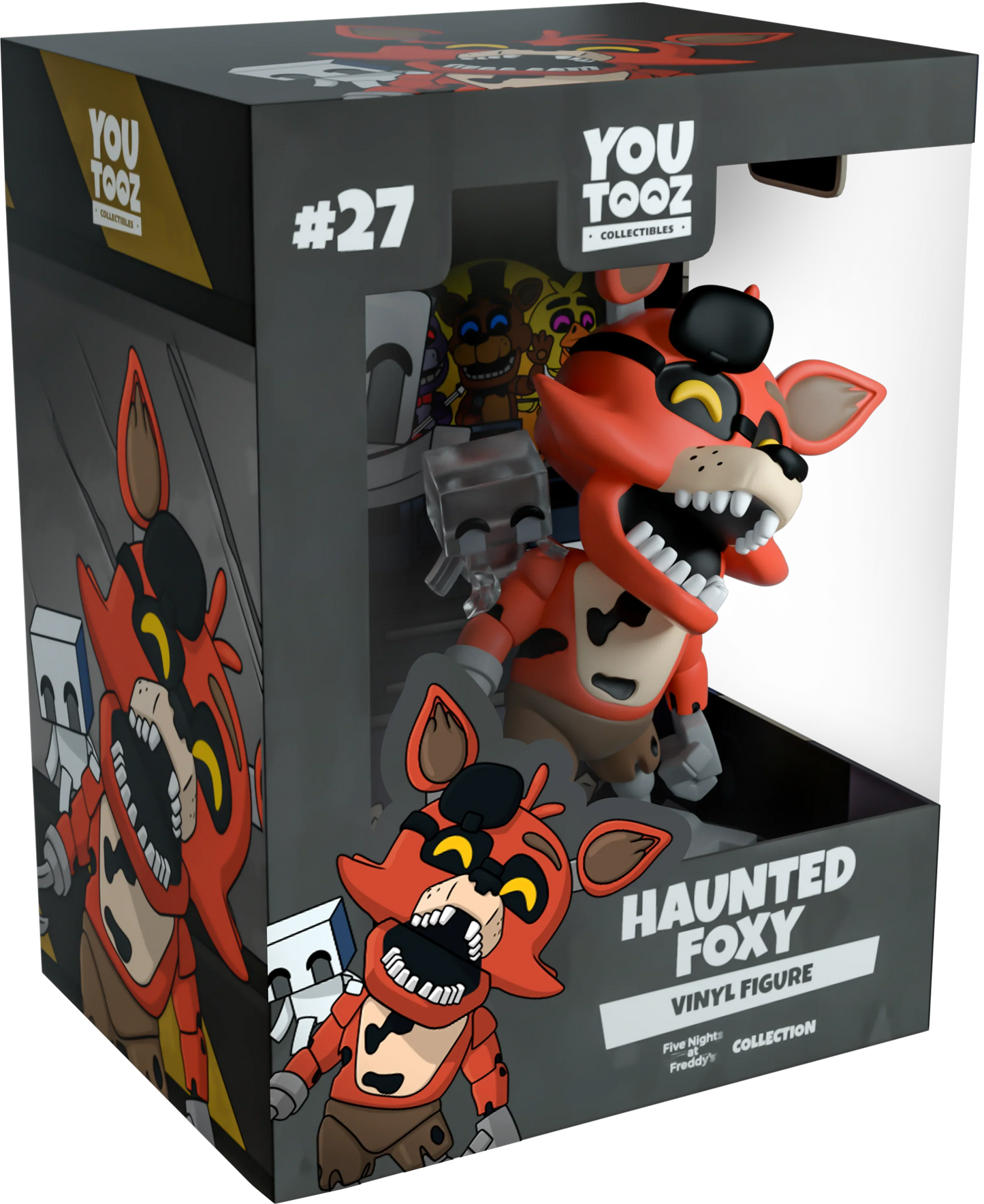Boxed 'Haunted Foxy' vinyl figure from YouTooz with character illustration on packaging.